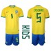 Billige Brasil Casemiro #5 Hjemmetrøye Barn VM 2022 Kortermet (+ korte bukser)